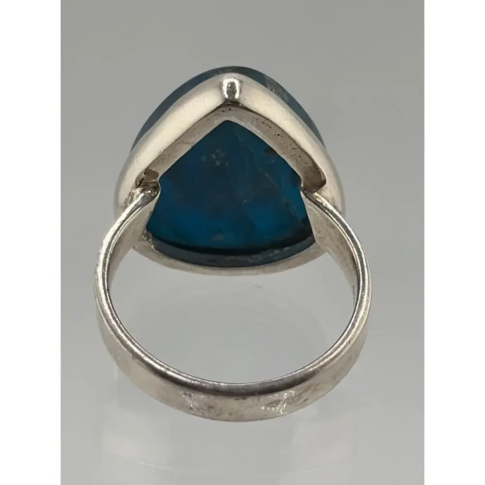 Pear Shaped Blue Apatite Sterling Silver Ring Artisan Jewelry 8.5
